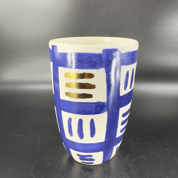 Crafted by Wainwright Pompeii White Blue Gold Tall Coffee Mug Cup Ceramic Mug - Picture 6 of 13